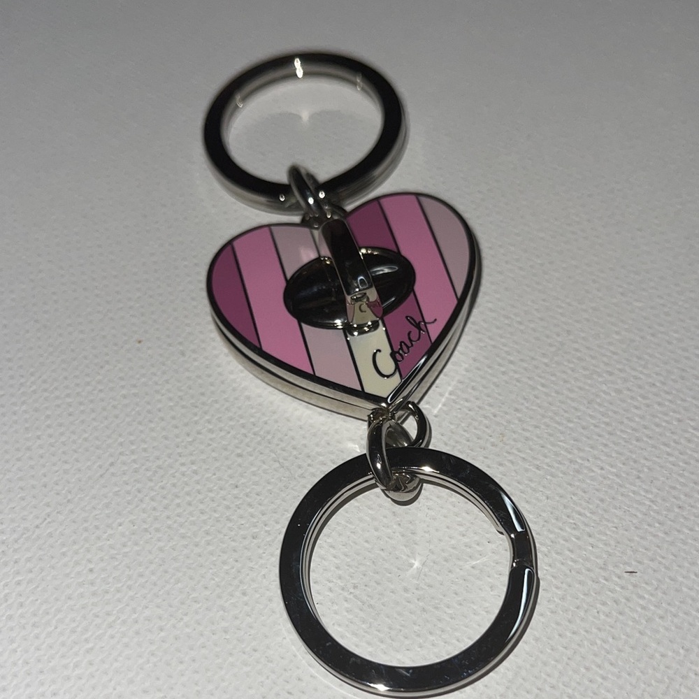 Coach Pink Heart Valet Keychain